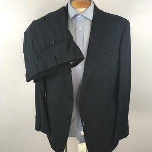 Armani collezioni mens suit blue 46r 2 piece 2 button flat front new nwt ea0345